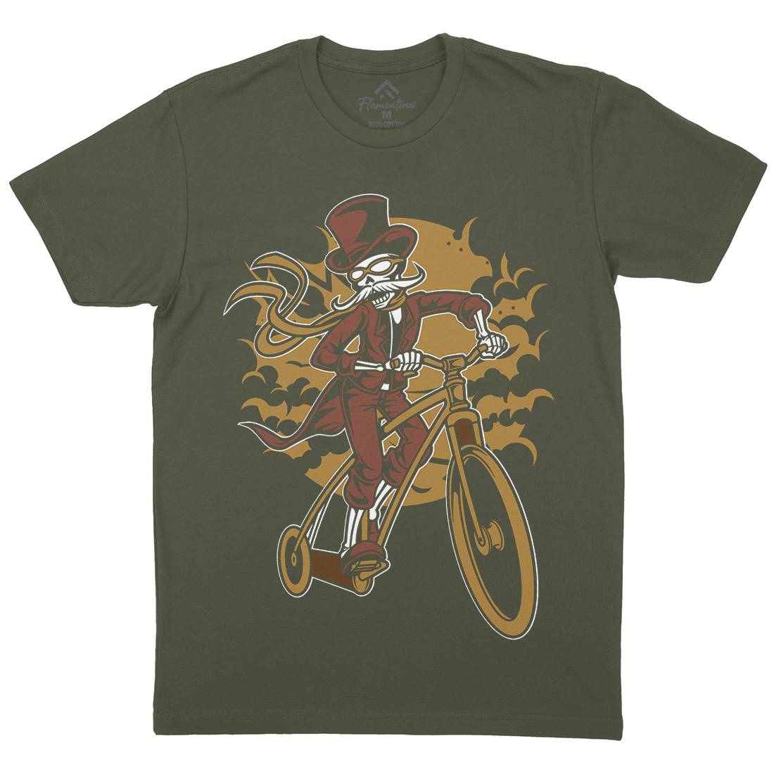 Classic Bicycle Moustache Mens Organic Crew Neck T-Shirt Bikes C331