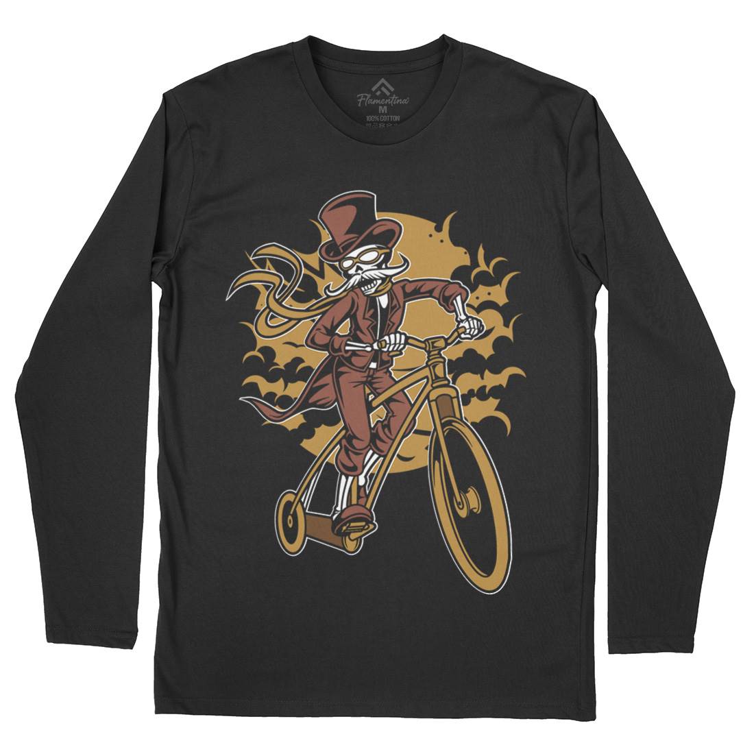 Classic Bicycle Moustache Mens Long Sleeve T-Shirt Bikes C331