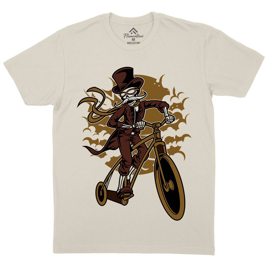 Classic Bicycle Moustache Mens Organic Crew Neck T-Shirt Bikes C331