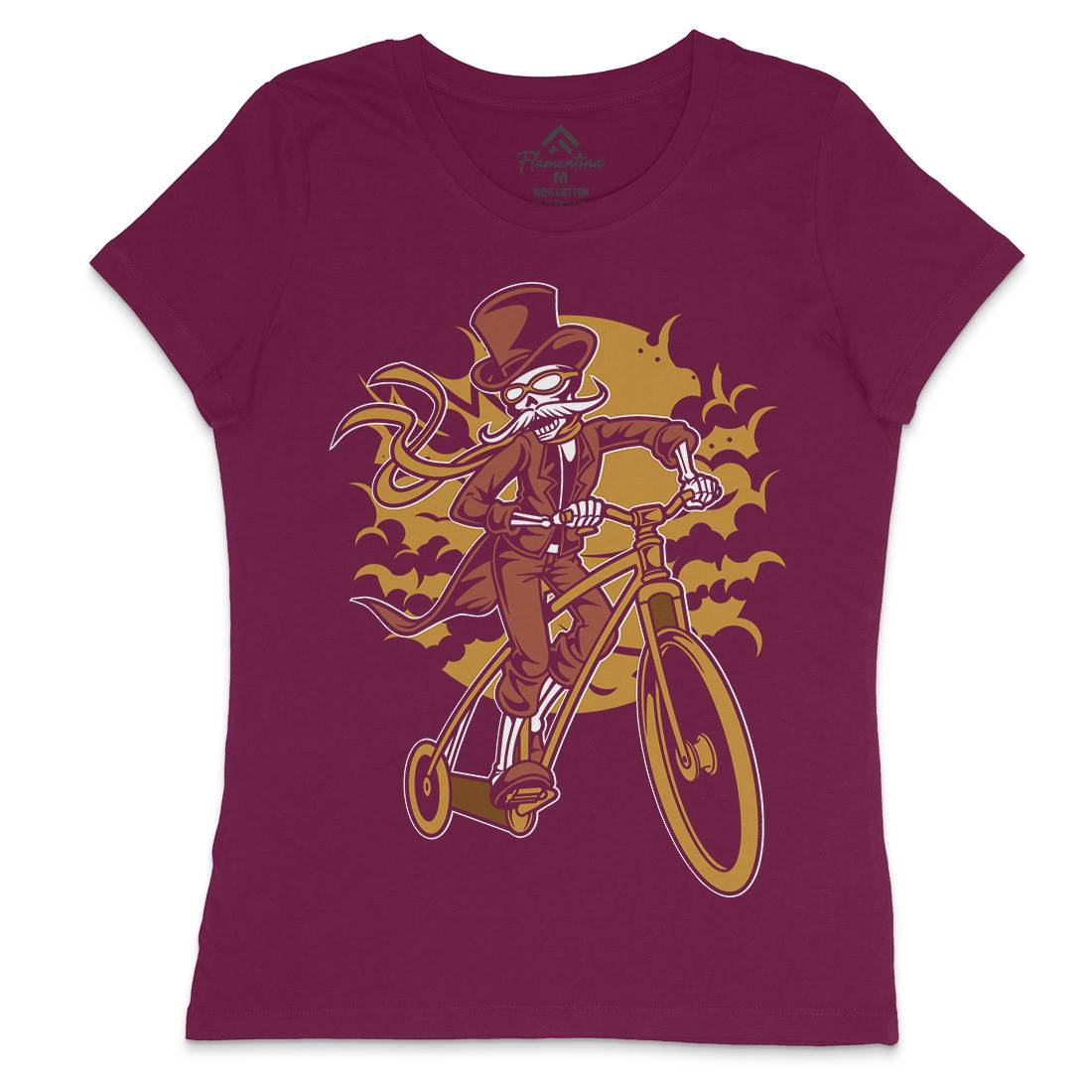 Classic Bicycle Moustache Womens Crew Neck T-Shirt Bikes C331