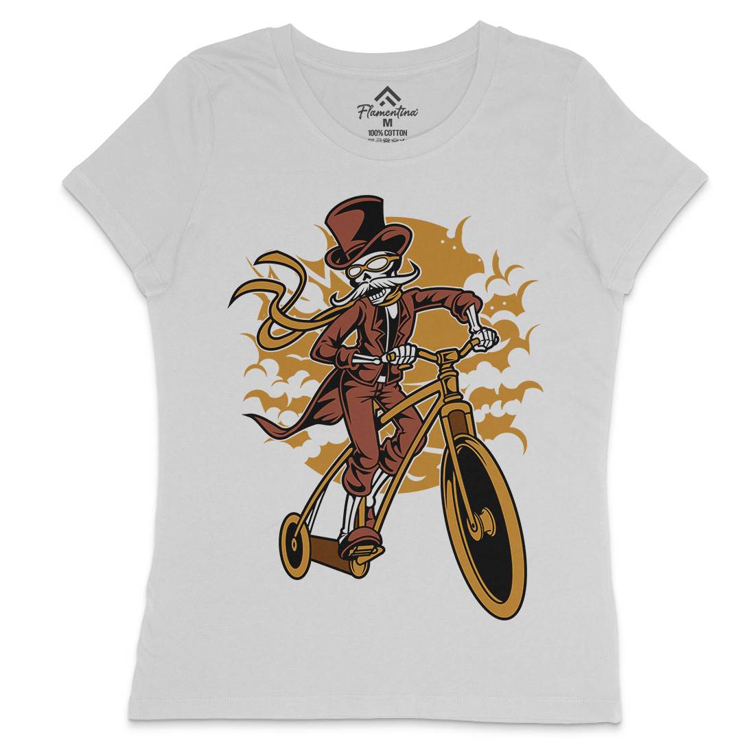 Classic Bicycle Moustache Womens Crew Neck T-Shirt Bikes C331