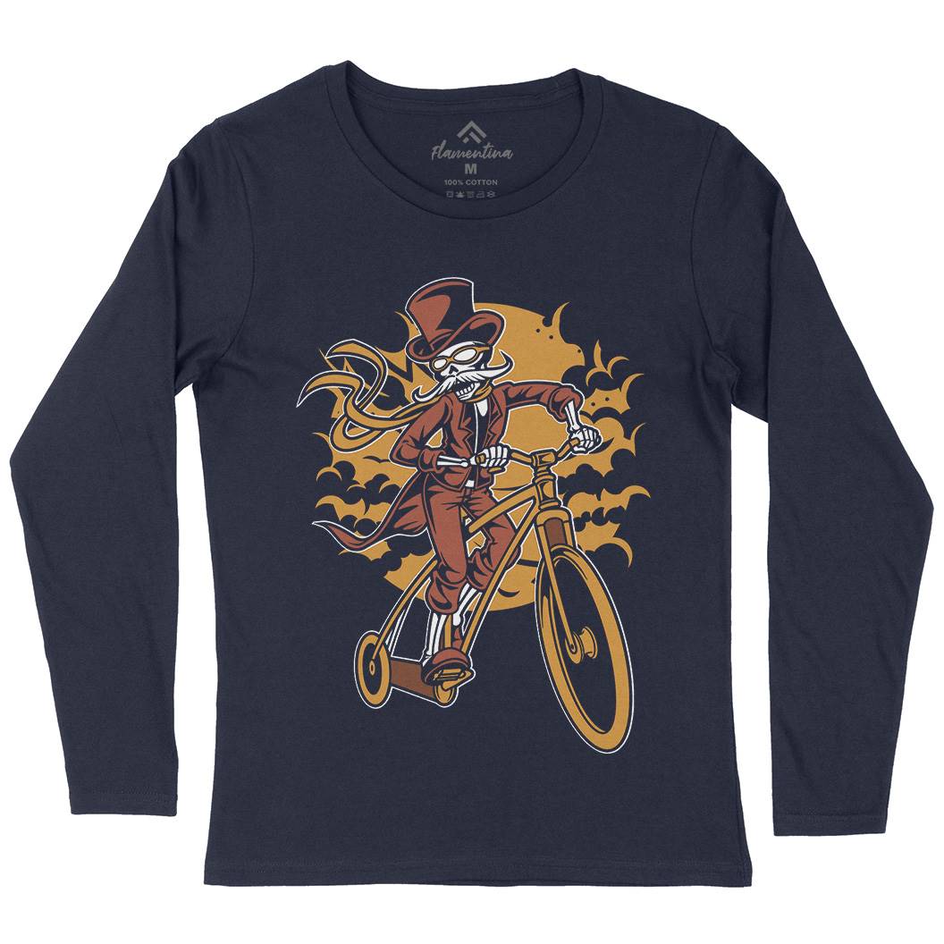 Classic Bicycle Moustache Womens Long Sleeve T-Shirt Bikes C331
