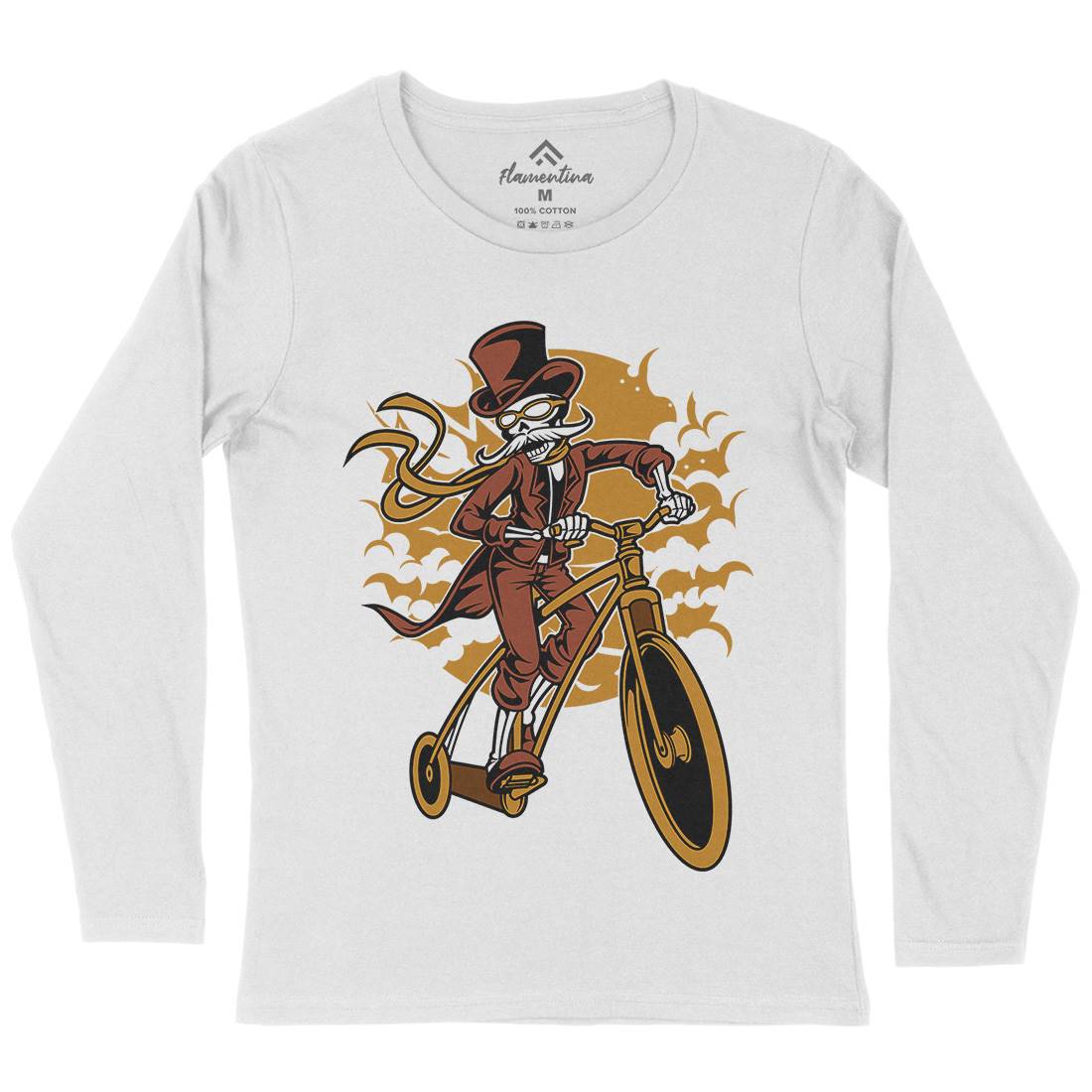 Classic Bicycle Moustache Womens Long Sleeve T-Shirt Bikes C331