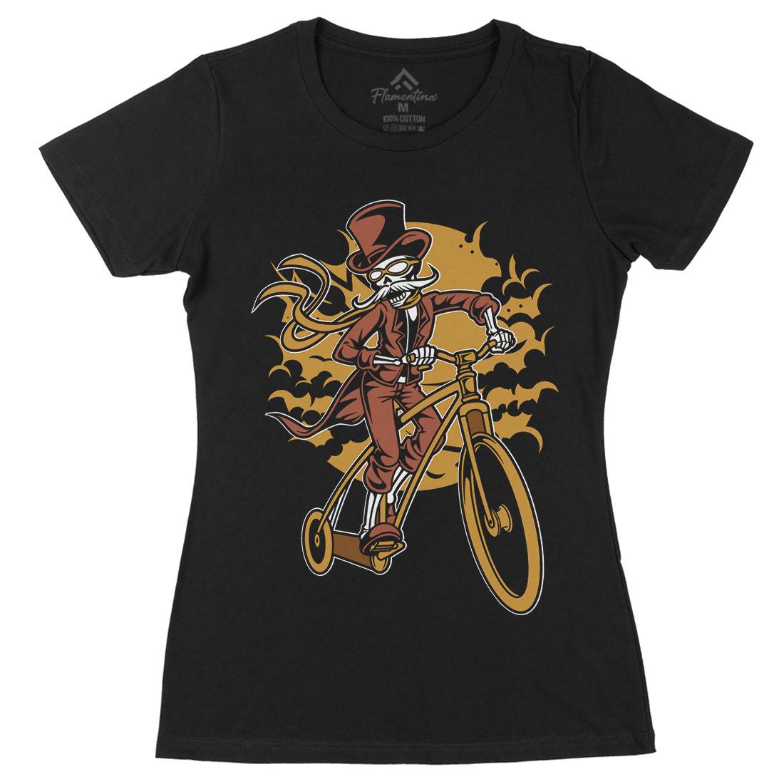 Classic Bicycle Moustache Womens Organic Crew Neck T-Shirt Bikes C331