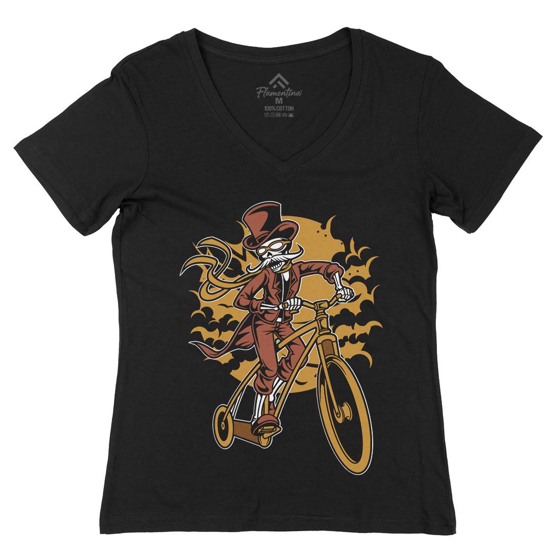 Classic Bicycle Moustache Womens Organic V-Neck T-Shirt Bikes C331