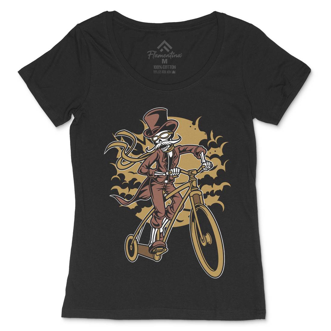 Classic Bicycle Moustache Womens Scoop Neck T-Shirt Bikes C331
