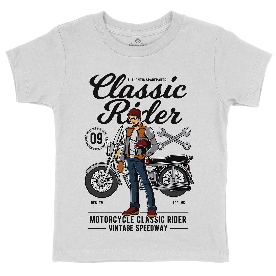 Classic Rider Kids Organic Crew Neck T-Shirt Motorcycles C332