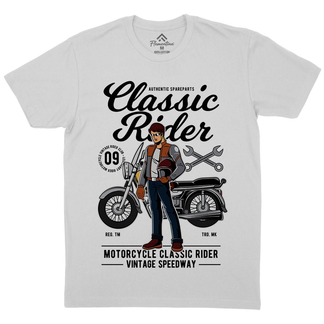 Classic Rider Mens Crew Neck T-Shirt Motorcycles C332