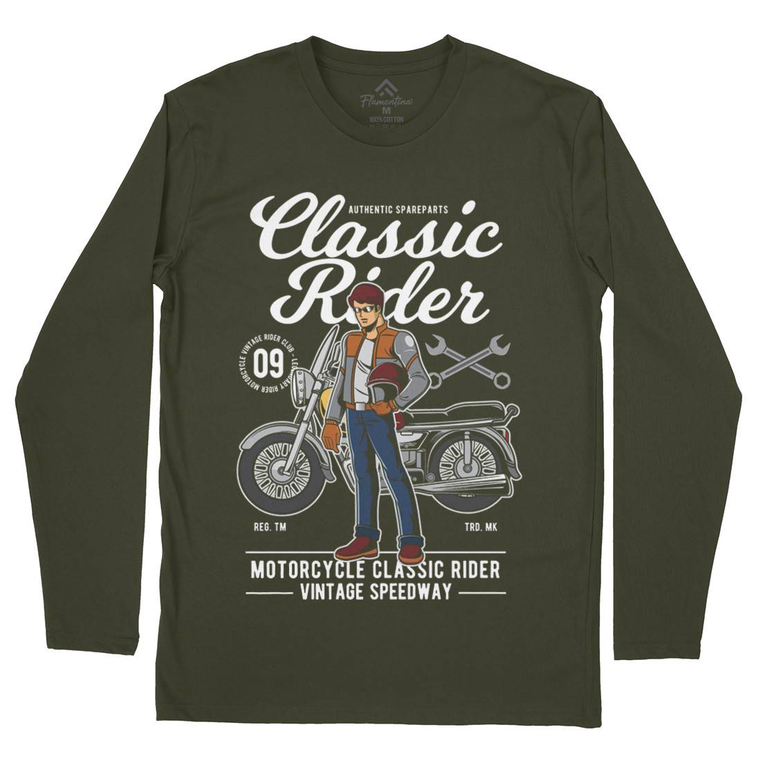 Classic Rider Mens Long Sleeve T-Shirt Motorcycles C332