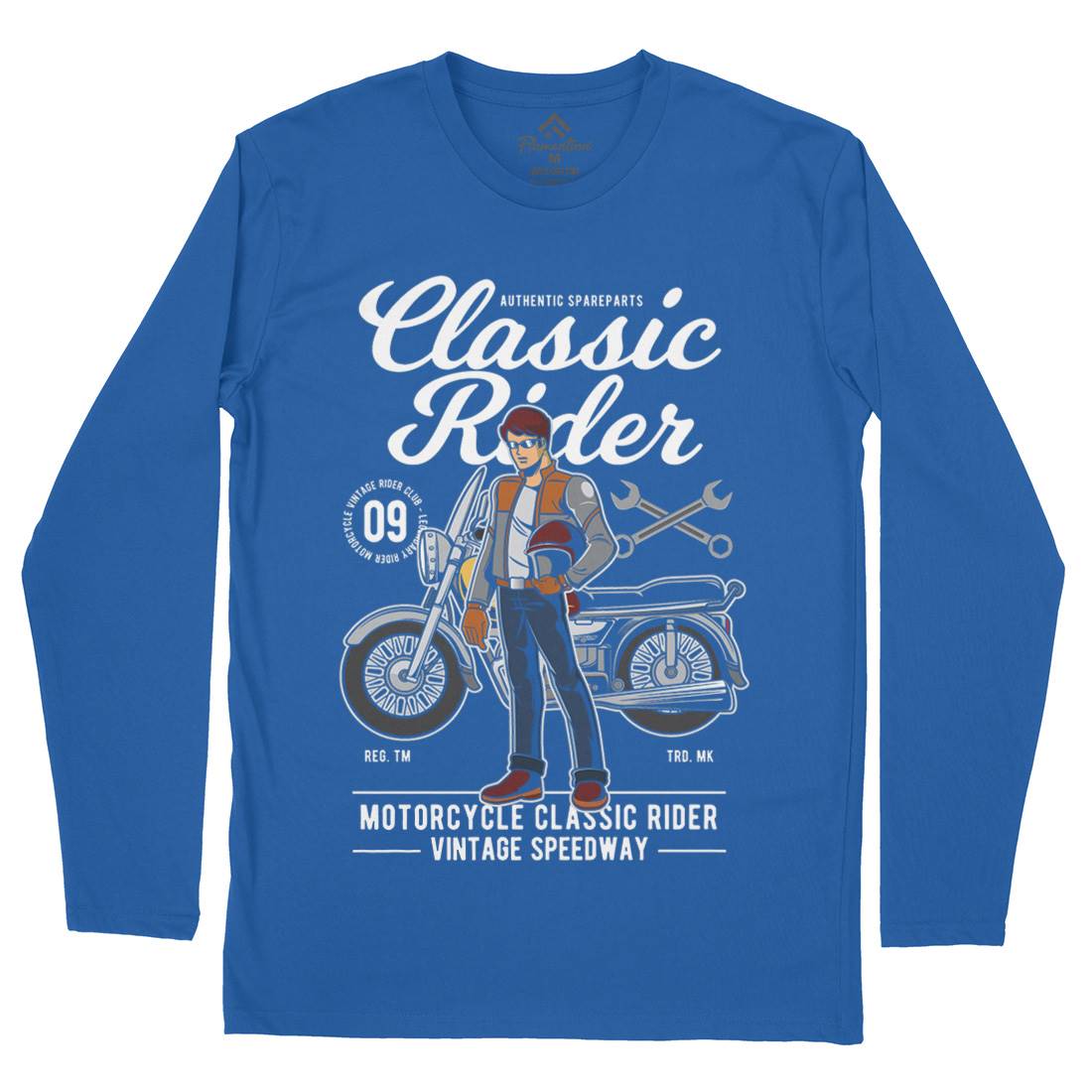 Classic Rider Mens Long Sleeve T-Shirt Motorcycles C332