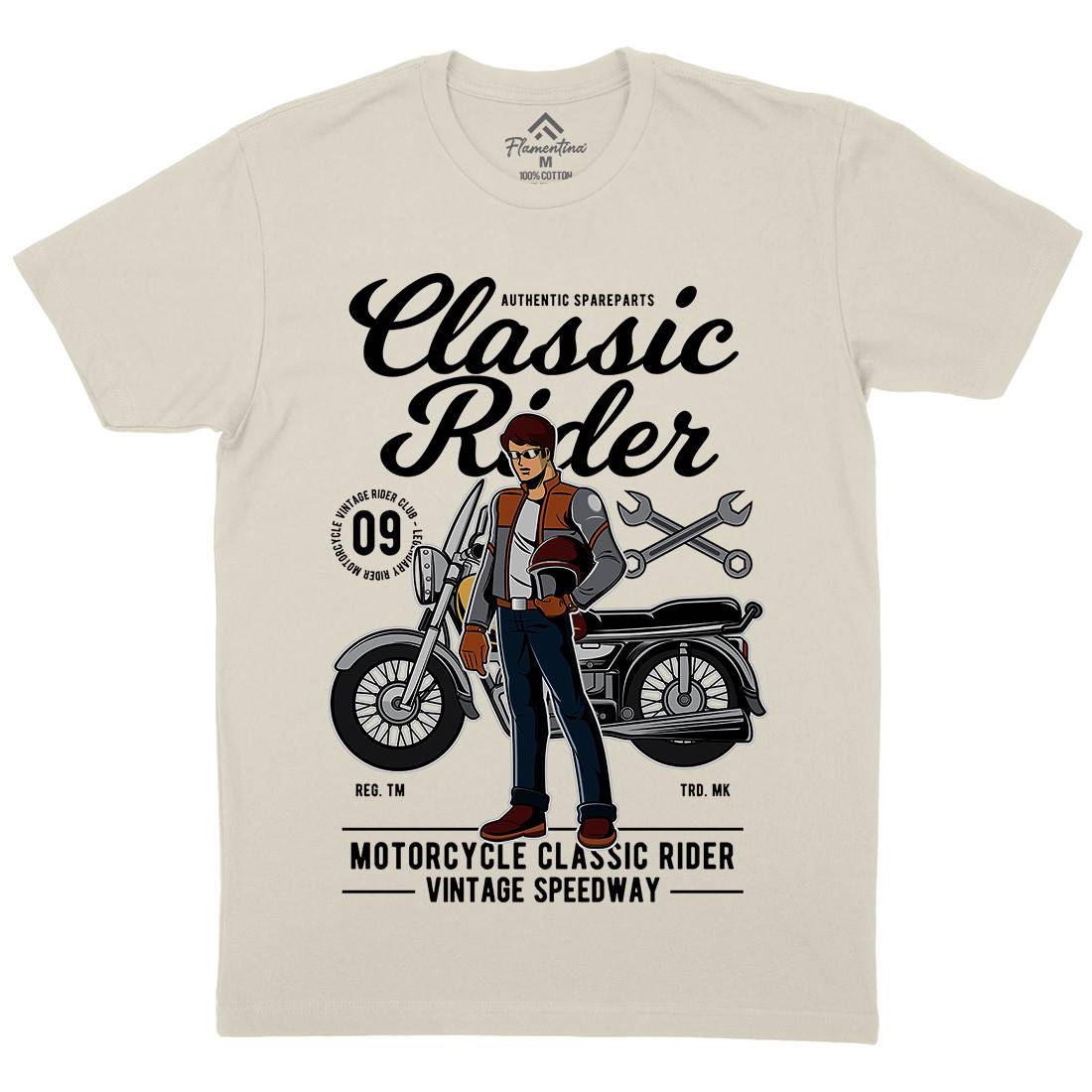 Classic Rider Mens Organic Crew Neck T-Shirt Motorcycles C332