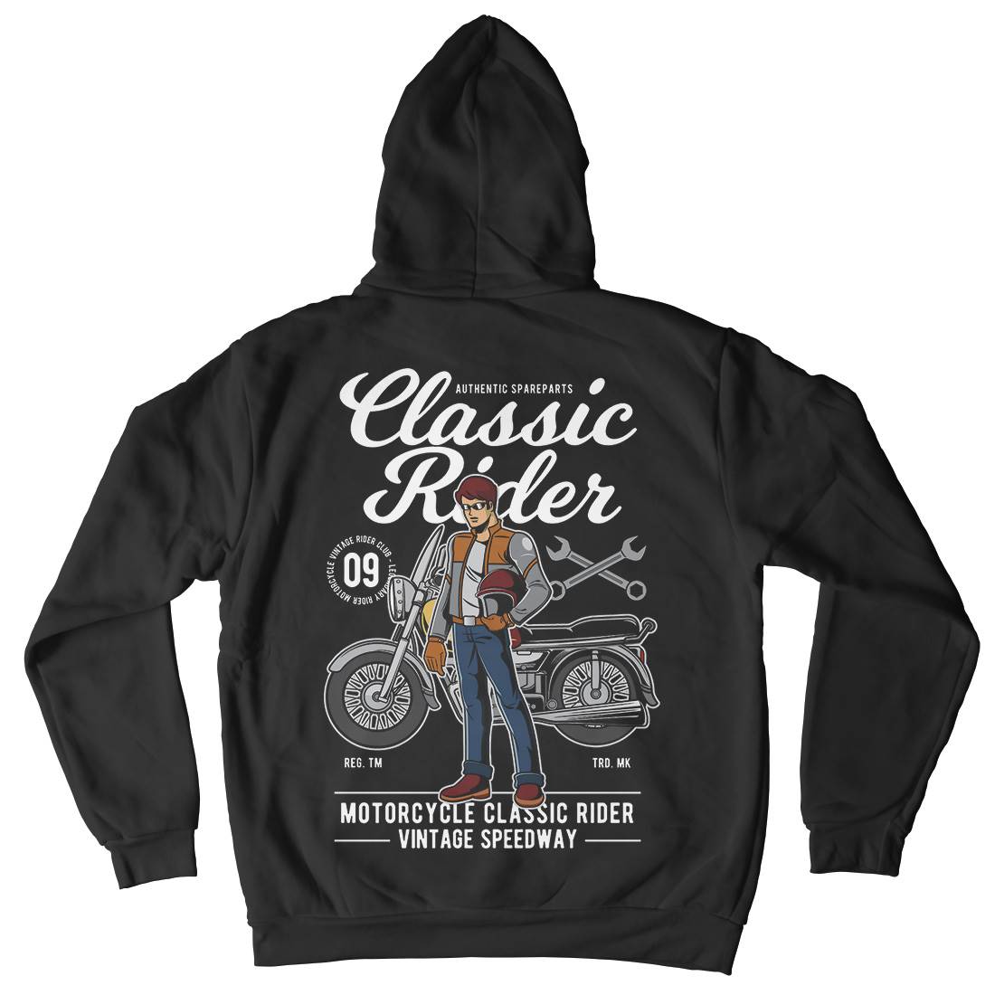 Classic Rider Mens Hoodie With Pocket Motorcycles C332