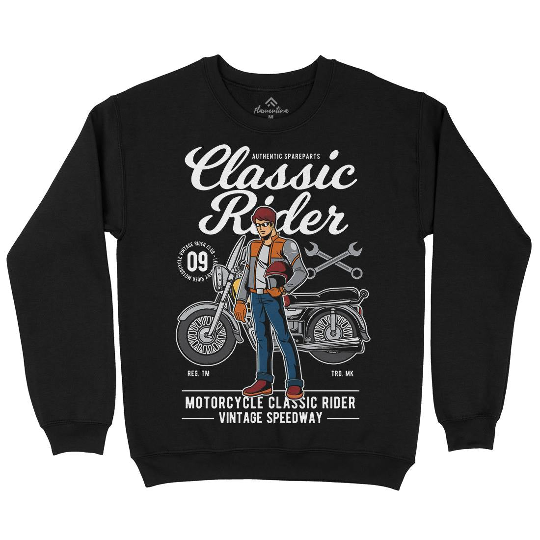 Classic Rider Mens Crew Neck Sweatshirt Motorcycles C332