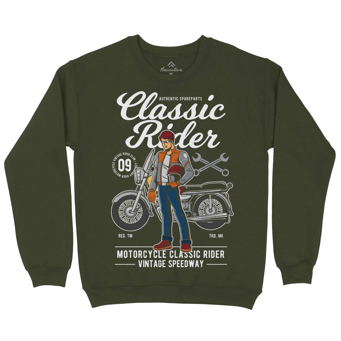 Classic Rider Mens Crew Neck Sweatshirt Motorcycles C332