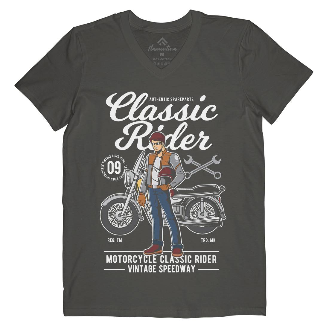 Classic Rider Mens V-Neck T-Shirt Motorcycles C332