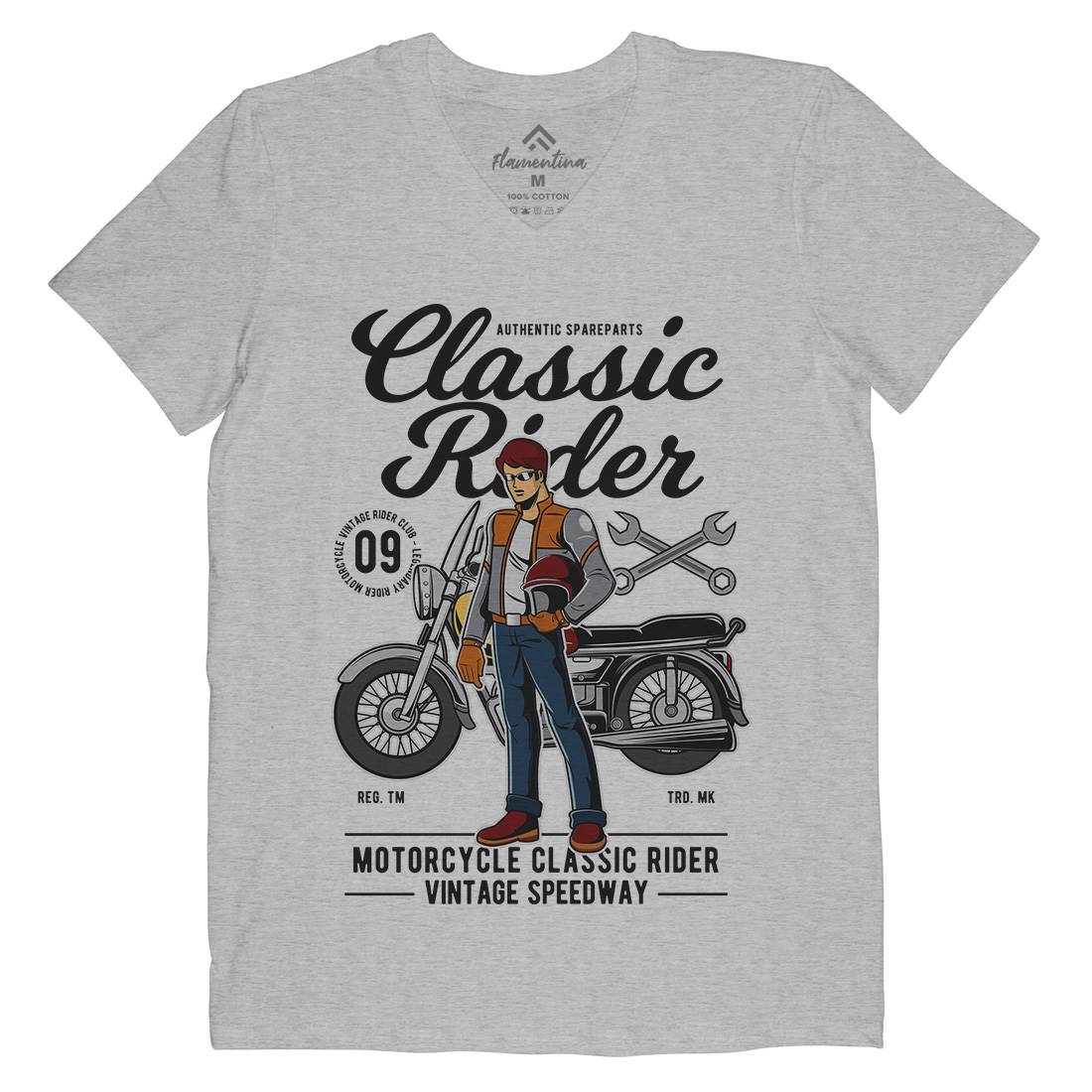Classic Rider Mens V-Neck T-Shirt Motorcycles C332