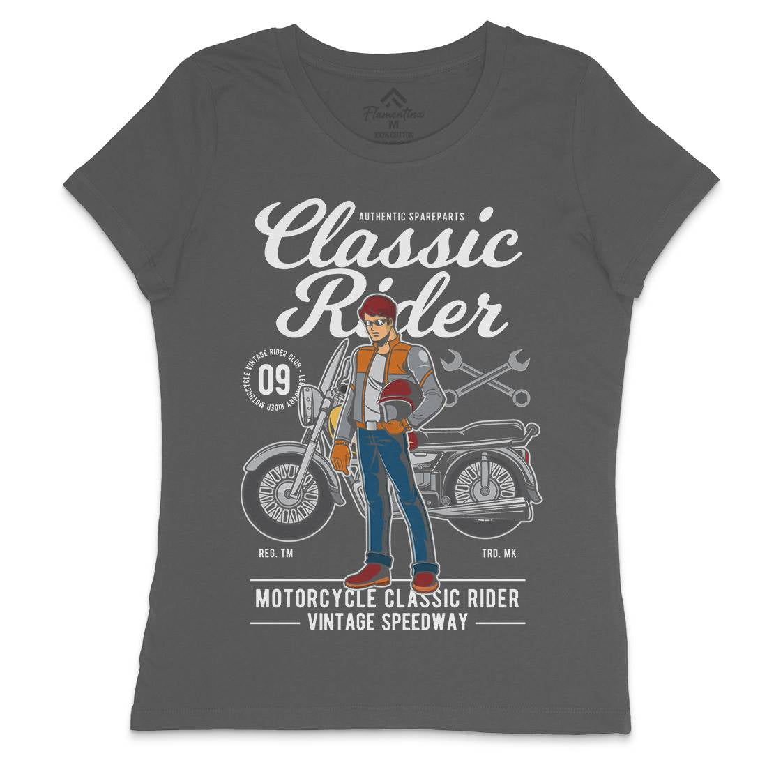 Classic Rider Womens Crew Neck T-Shirt Motorcycles C332