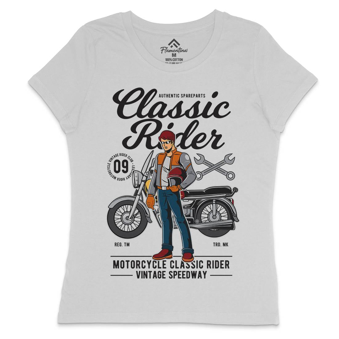 Classic Rider Womens Crew Neck T-Shirt Motorcycles C332