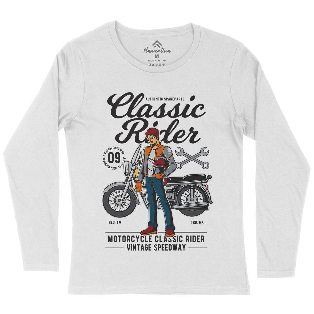 Classic Rider Womens Long Sleeve T-Shirt Motorcycles C332