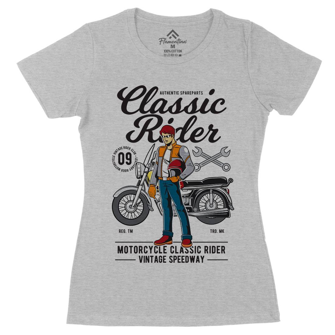 Classic Rider Womens Organic Crew Neck T-Shirt Motorcycles C332