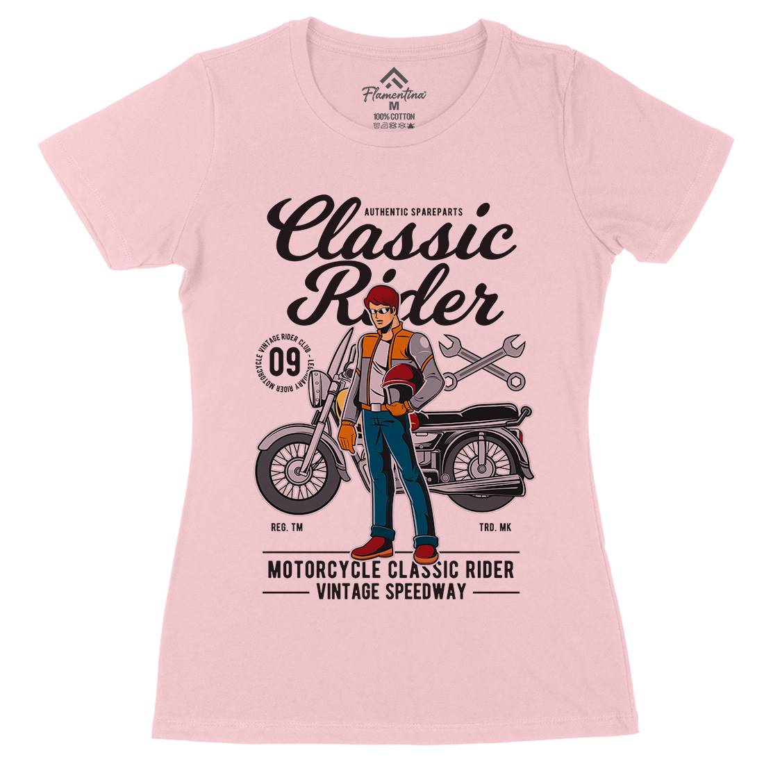 Classic Rider Womens Organic Crew Neck T-Shirt Motorcycles C332