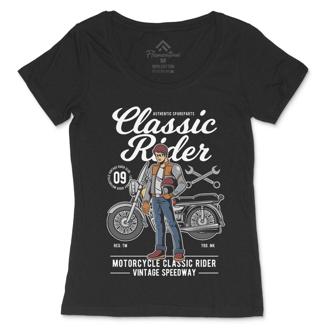 Classic Rider Womens Scoop Neck T-Shirt Motorcycles C332