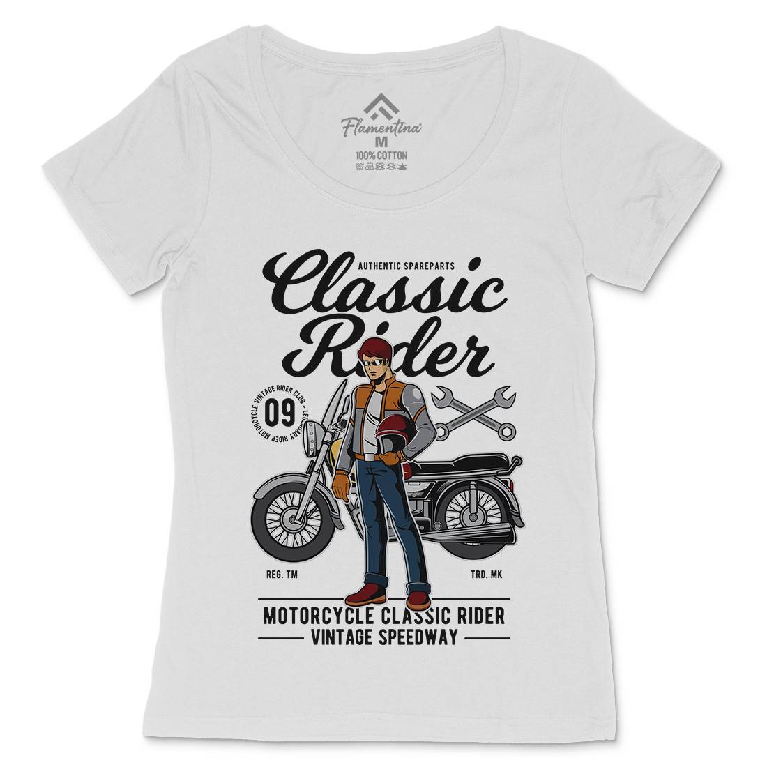 Classic Rider Womens Scoop Neck T-Shirt Motorcycles C332