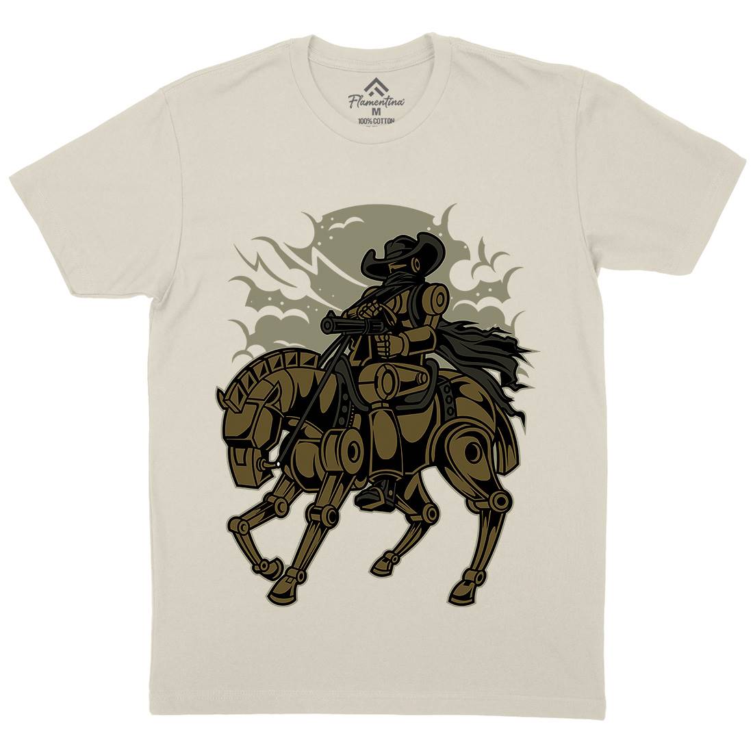 Cowboy Apocalypse Mens Organic Crew Neck T-Shirt American C334