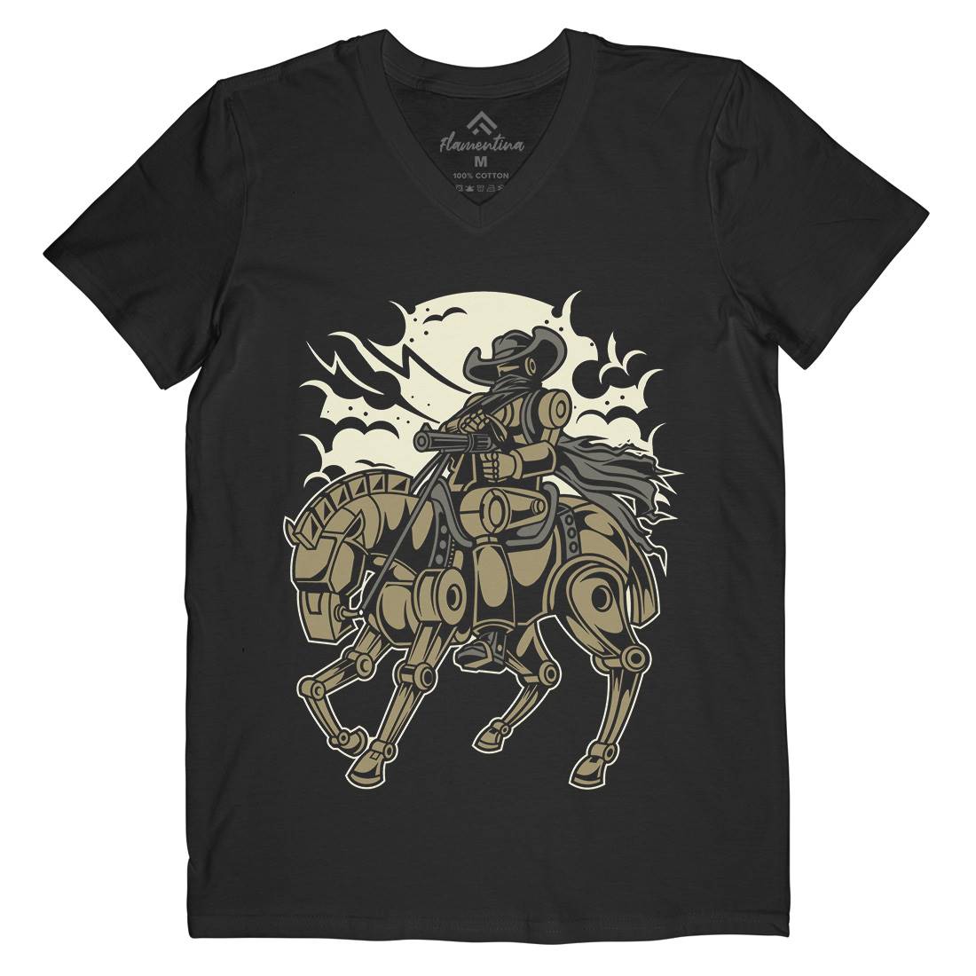 Cowboy Apocalypse Mens V-Neck T-Shirt American C334