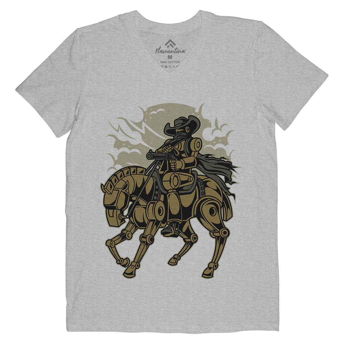 Cowboy Apocalypse Mens Organic V-Neck T-Shirt American C334