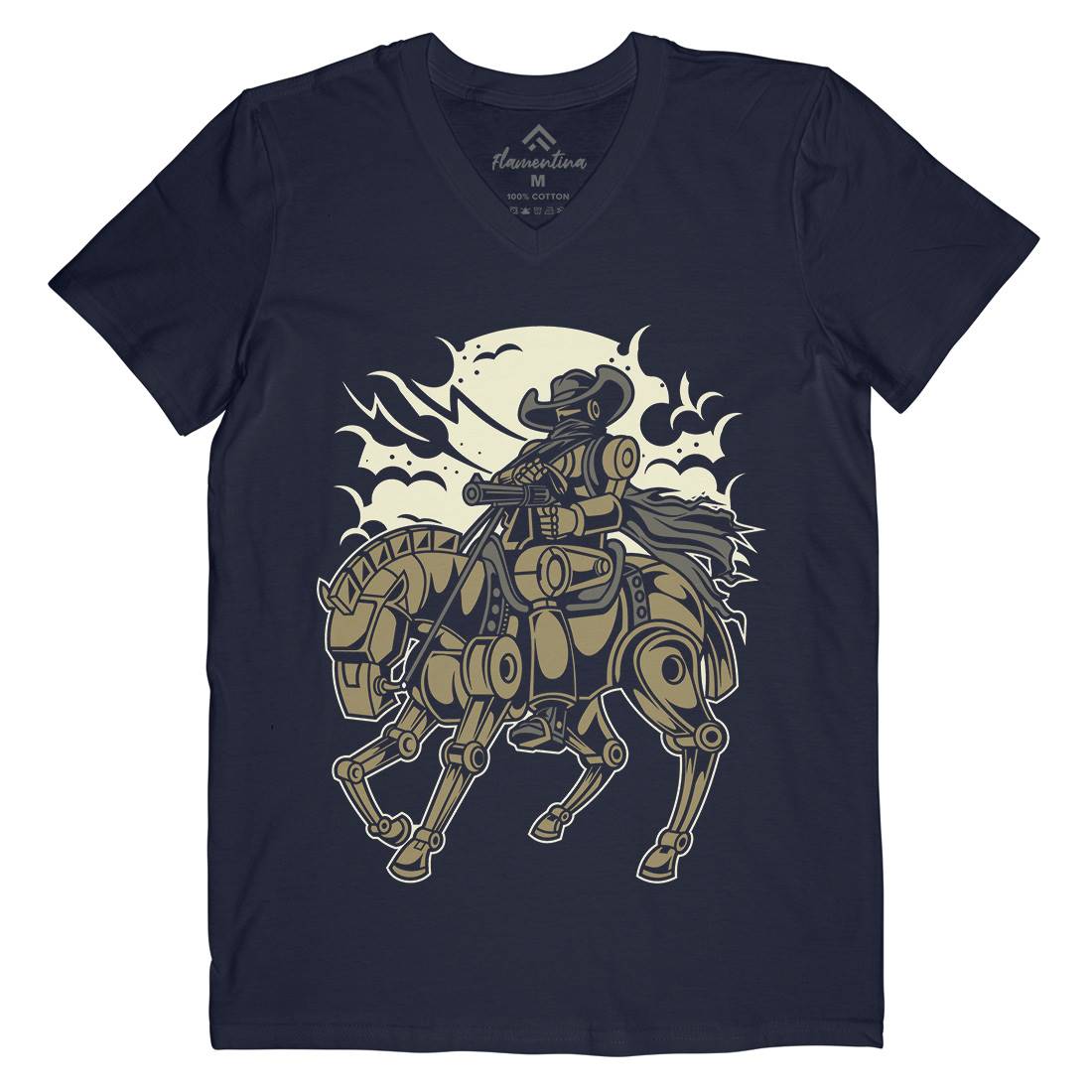Cowboy Apocalypse Mens Organic V-Neck T-Shirt American C334