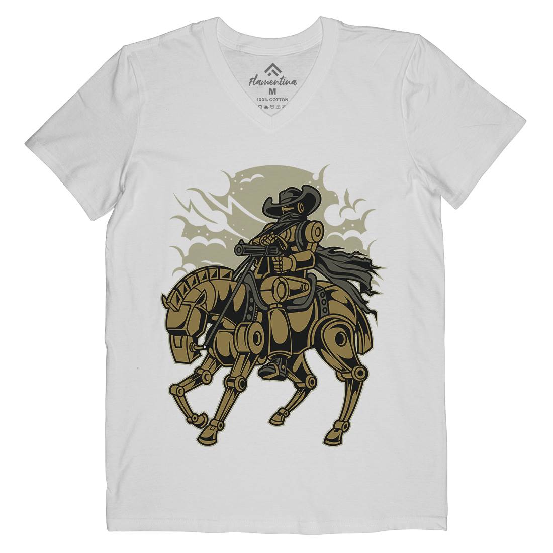 Cowboy Apocalypse Mens V-Neck T-Shirt American C334