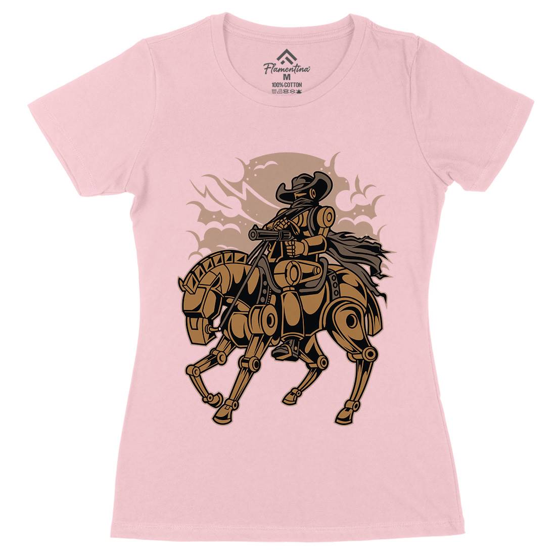 Cowboy Apocalypse Womens Organic Crew Neck T-Shirt American C334