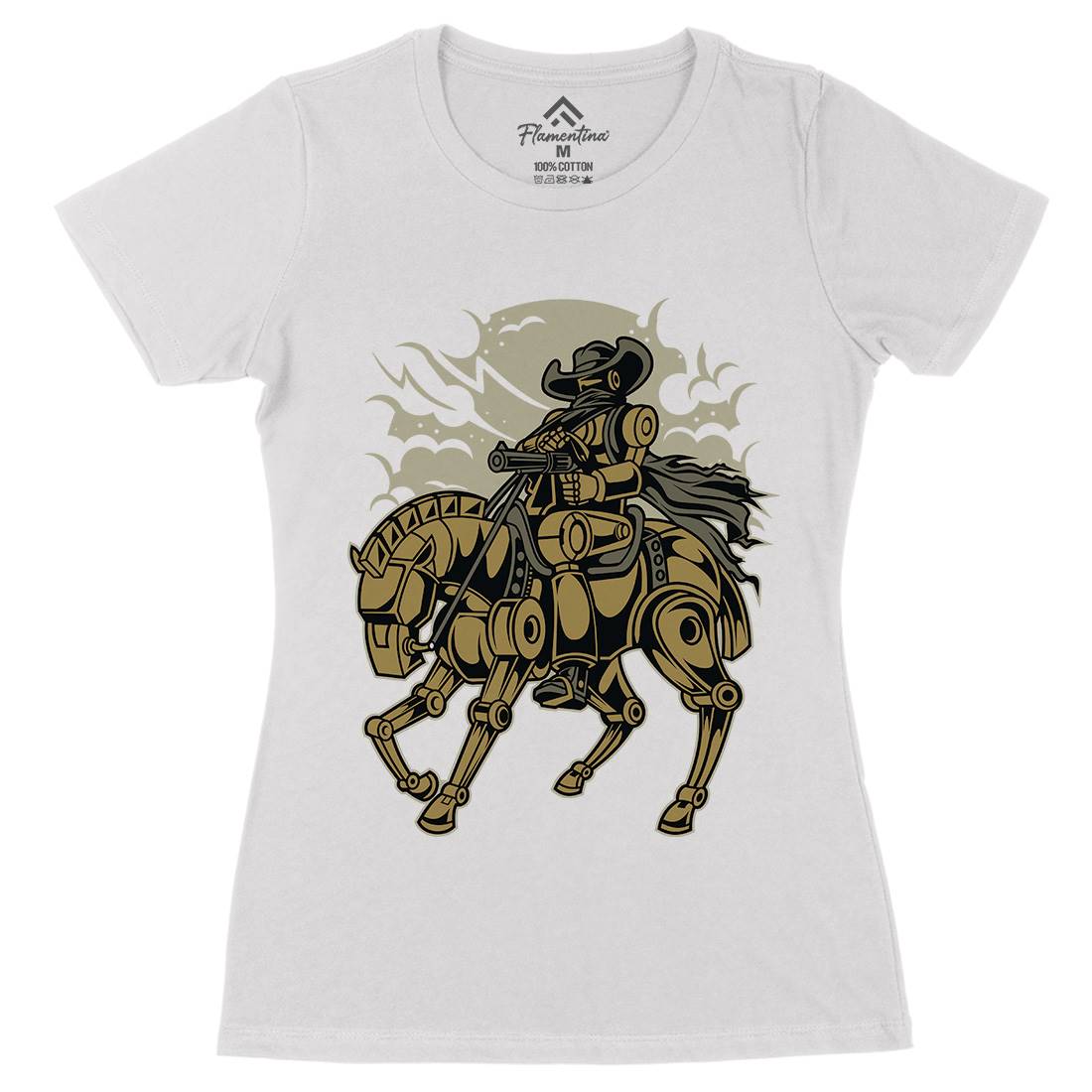 Cowboy Apocalypse Womens Organic Crew Neck T-Shirt American C334