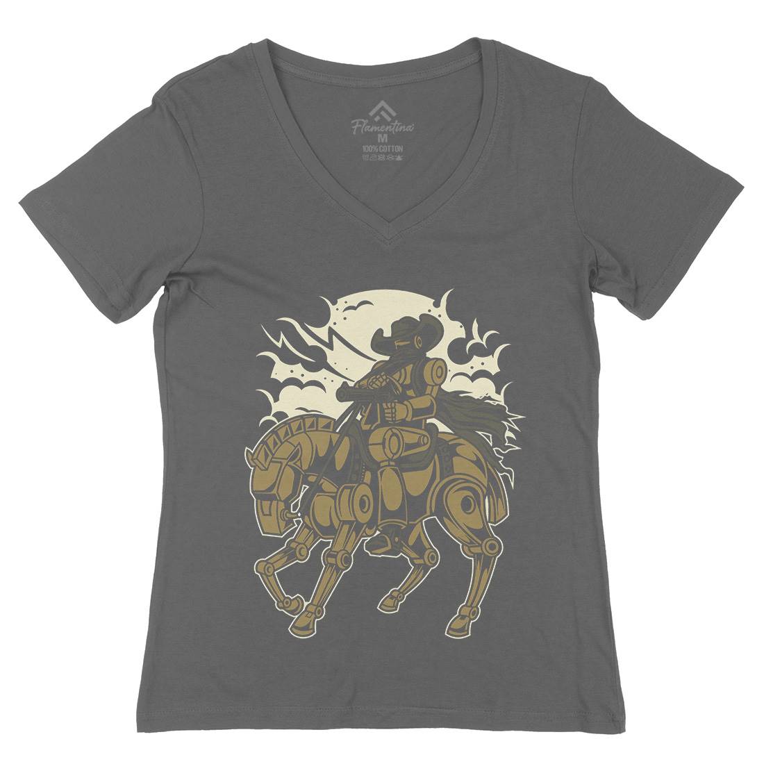 Cowboy Apocalypse Womens Organic V-Neck T-Shirt American C334
