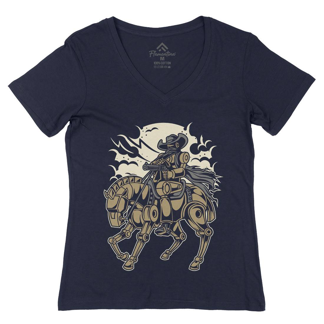 Cowboy Apocalypse Womens Organic V-Neck T-Shirt American C334