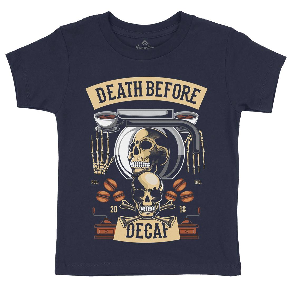 Death Before Decaf Kids Organic Crew Neck T-Shirt Drinks C335