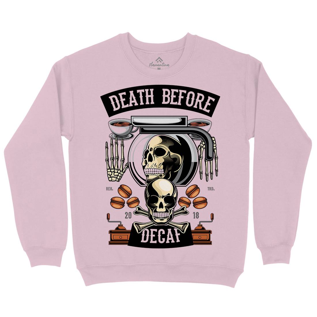 Death Before Decaf Kids Crew Neck Sweatshirt Drinks C335