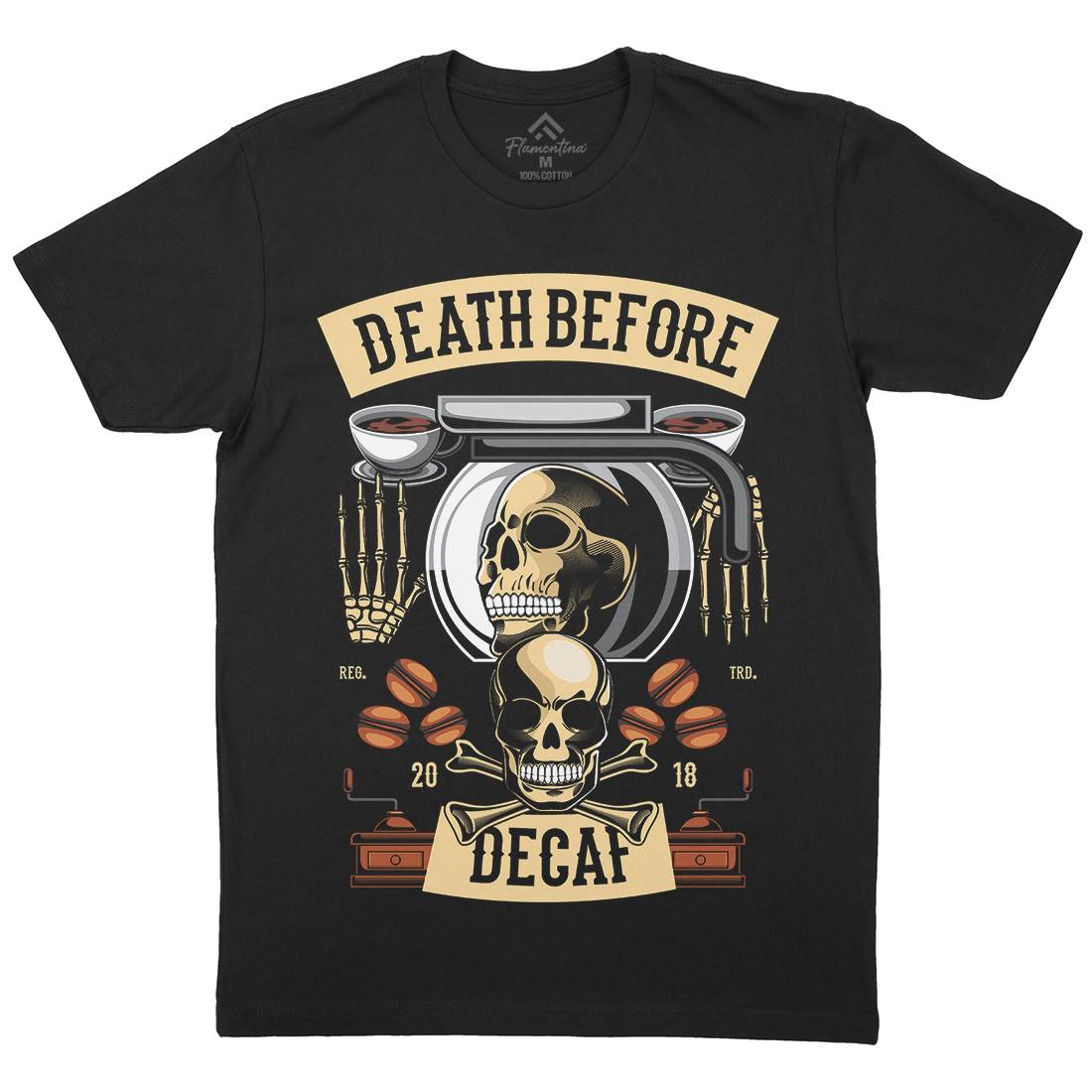 Death Before Decaf Mens Crew Neck T-Shirt Drinks C335