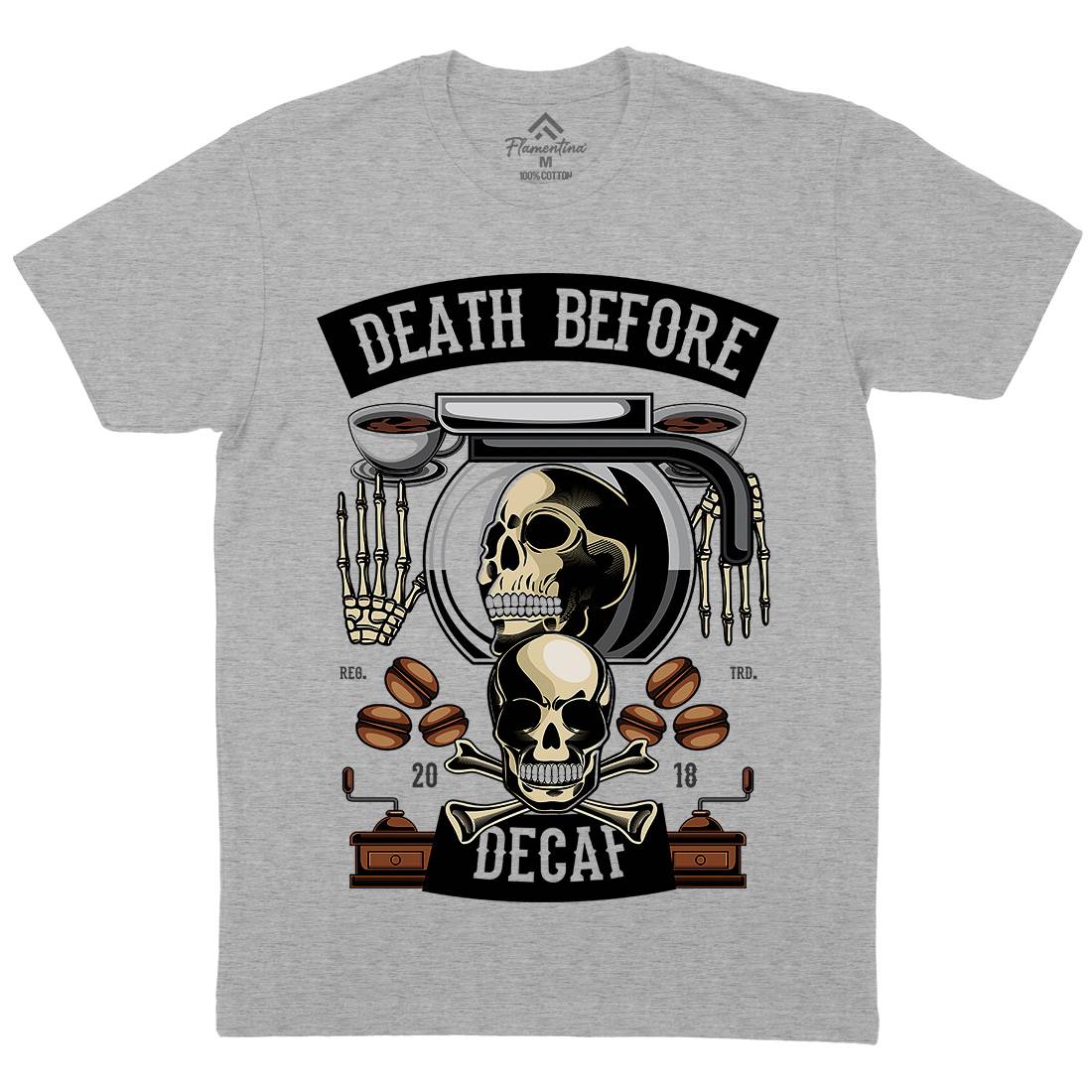 Death Before Decaf Mens Crew Neck T-Shirt Drinks C335