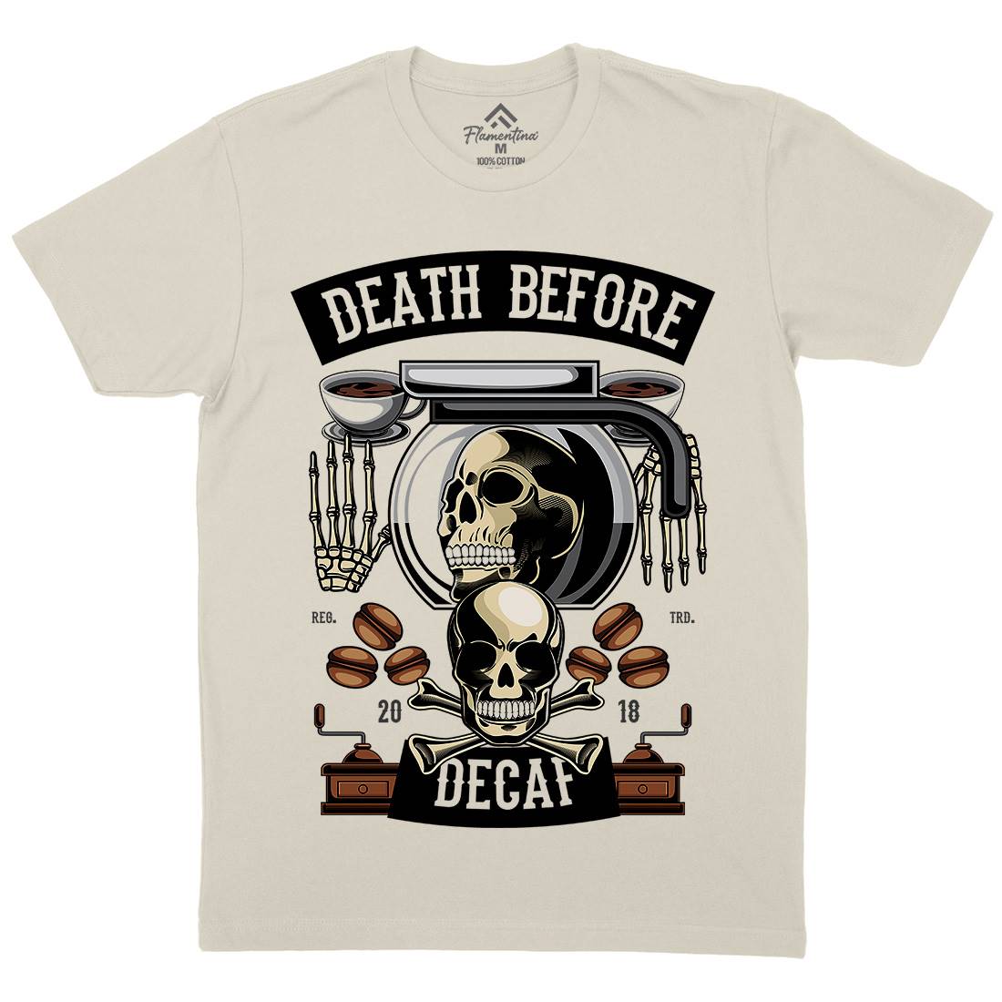 Death Before Decaf Mens Organic Crew Neck T-Shirt Drinks C335