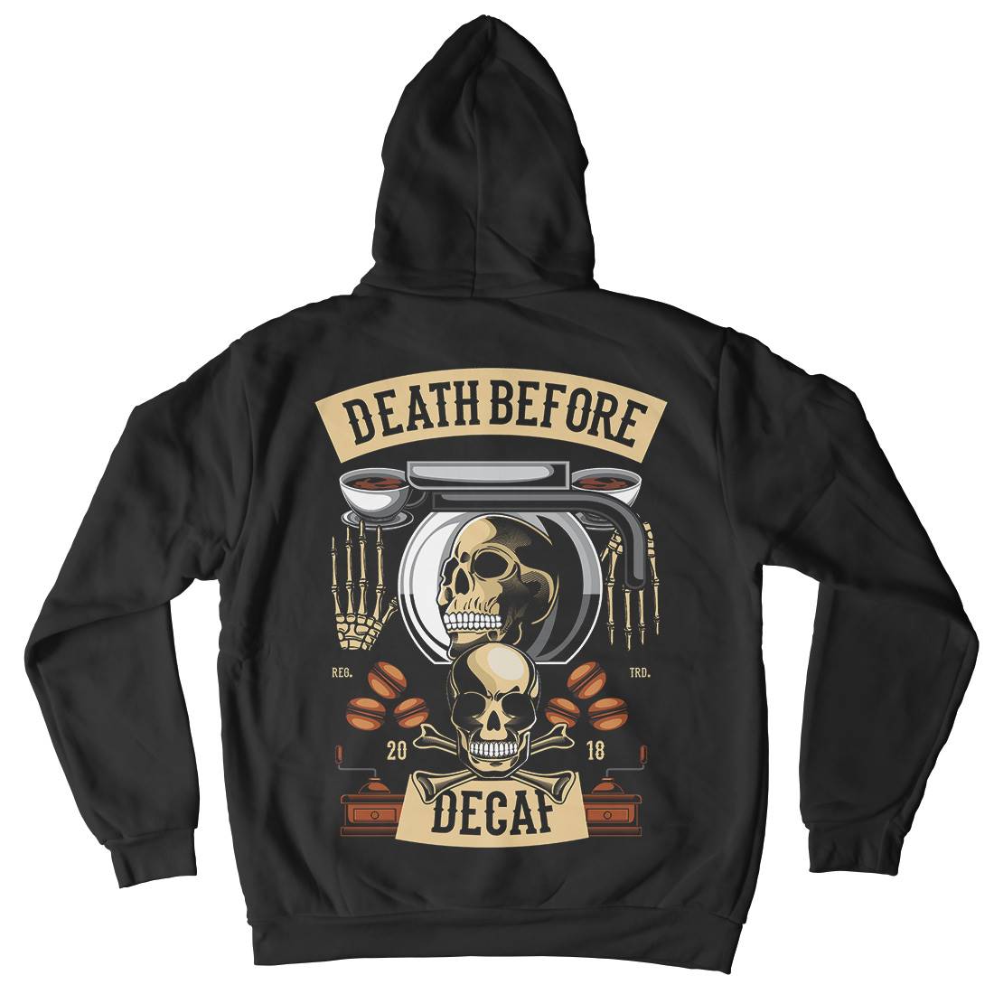 Death Before Decaf Kids Crew Neck Hoodie Drinks C335