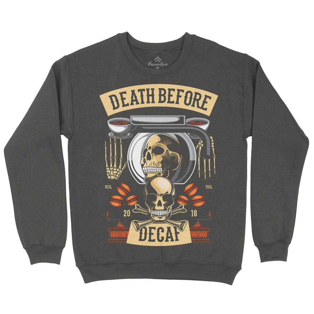 Death Before Decaf Kids Crew Neck Sweatshirt Drinks C335