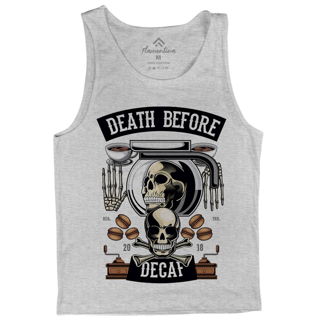 Death Before Decaf Mens Tank Top Vest Drinks C335