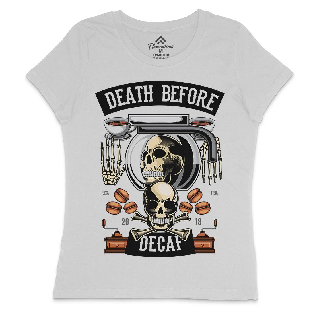 Death Before Decaf Womens Crew Neck T-Shirt Drinks C335