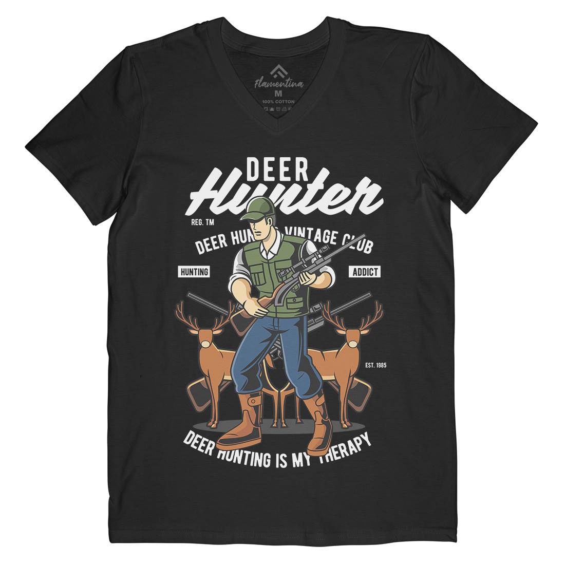 Deer Hunter Mens Organic V-Neck T-Shirt Sport C336