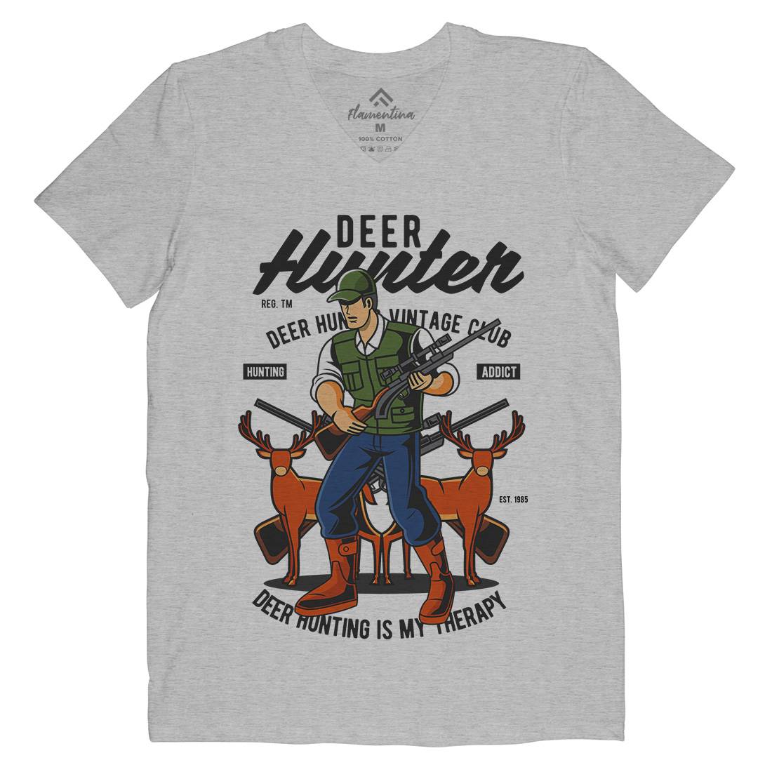 Deer Hunter Mens Organic V-Neck T-Shirt Sport C336