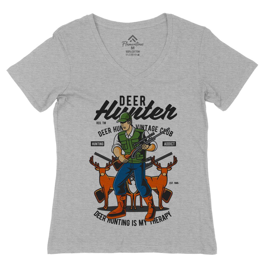 Deer Hunter Womens Organic V-Neck T-Shirt Sport C336