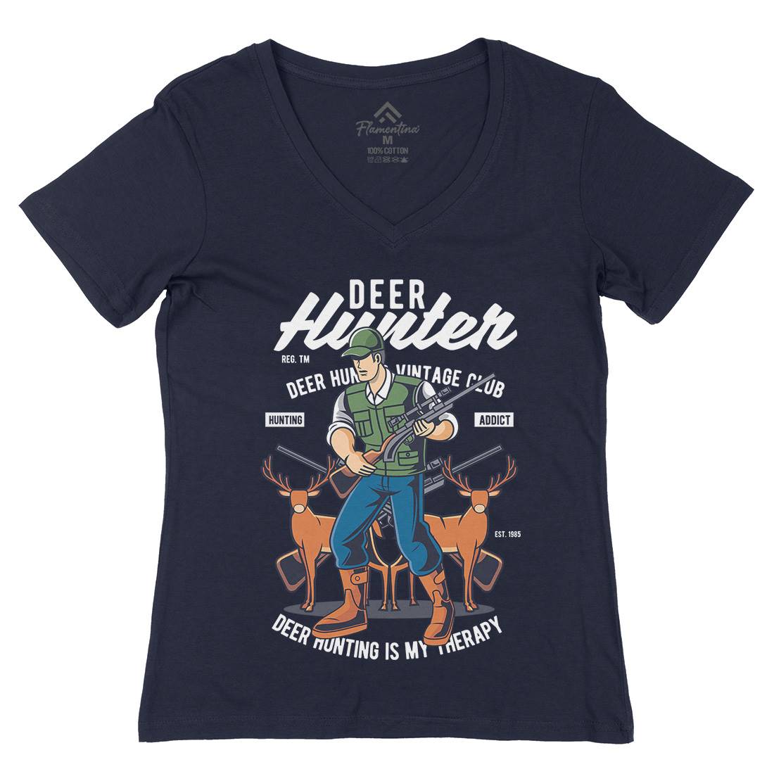 Deer Hunter Womens Organic V-Neck T-Shirt Sport C336