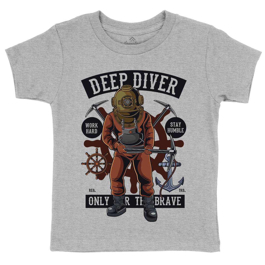 Diver Kids Crew Neck T-Shirt Navy C337